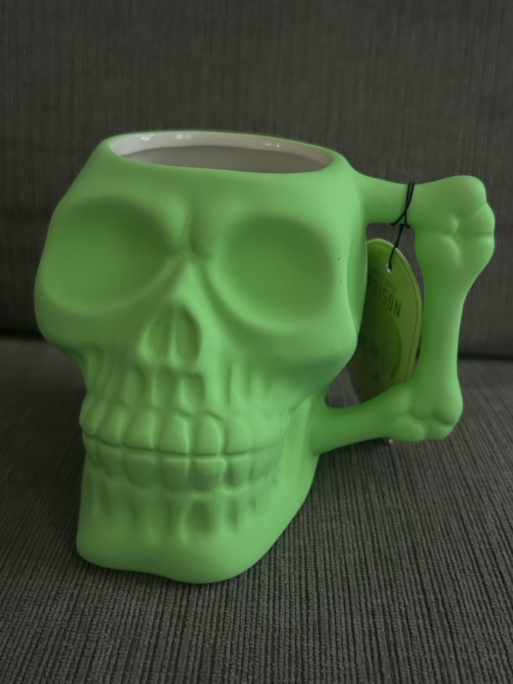 SUNDAY MORNING CERAMICS Green Skull Bone Handle Mug NWT Pick Your Poison
